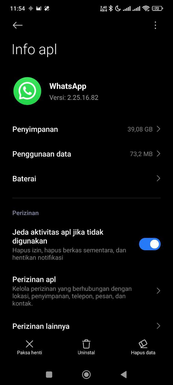WhatsApp Storage Usage